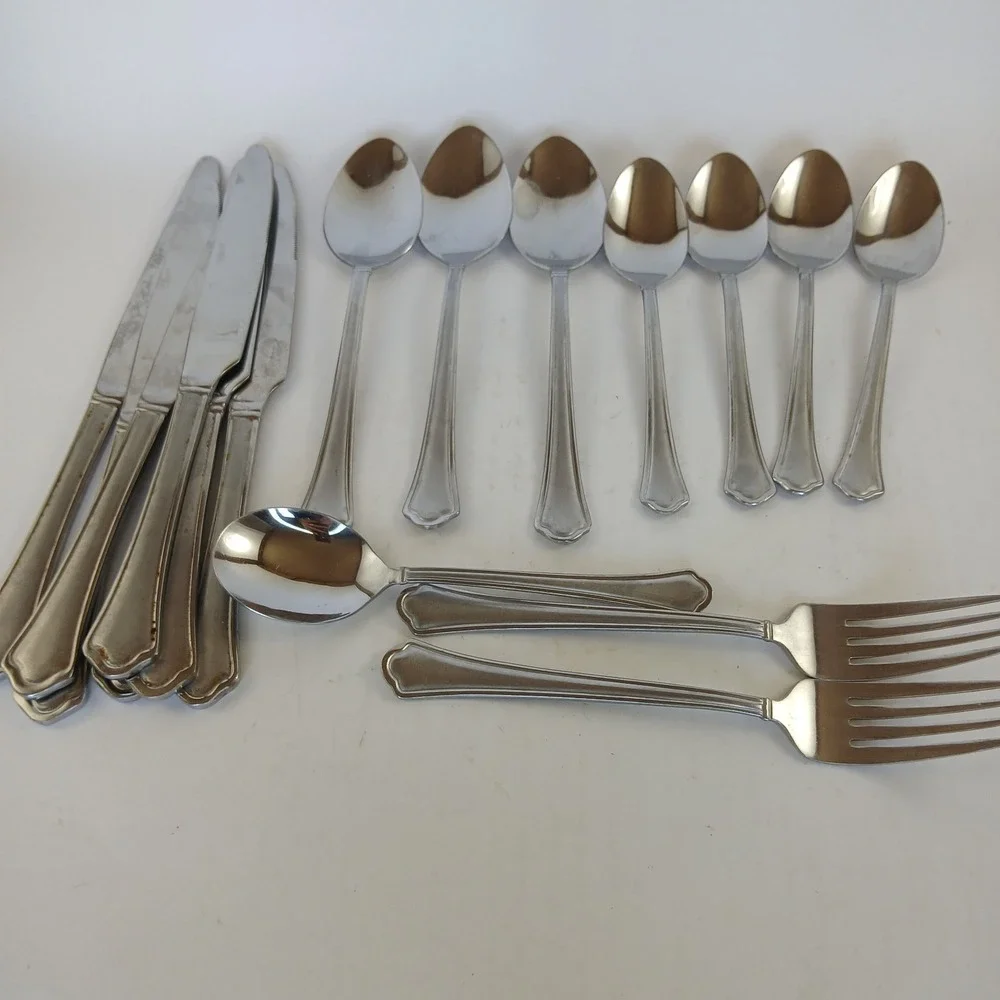 Lot Of 17 Pfaltzgraff Capri Frost 18/0 Mixed Flatware Piece Lot See Description